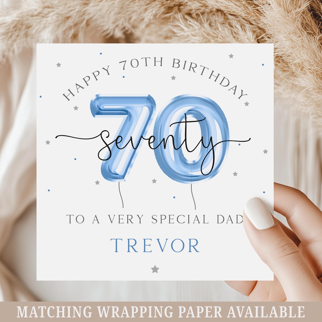 Personalised 70th Birthday Card for Him, Happy 70th Birthday Card ...