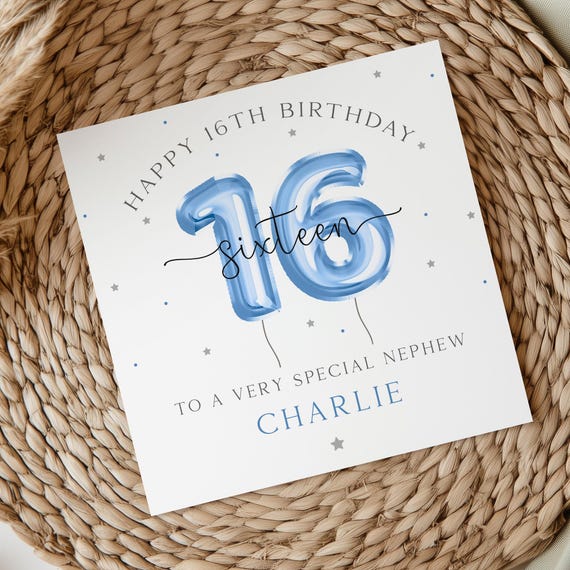 Personalised 16th Birthday Card for Him, Happy 16th Birthday Card