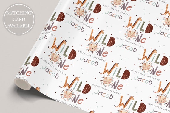 First Birthday Gift Wrapping Paper, Personalised Wild One Birthday Gift Wrap, 1st Birthday Gift Wrap & Card Son, Grandson, Nephew, Godson