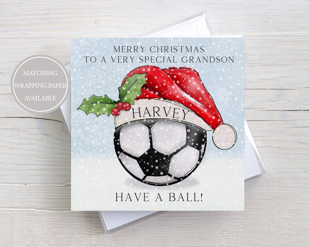 Football Christmas Card, Personalised Football Christmas Card for Son
