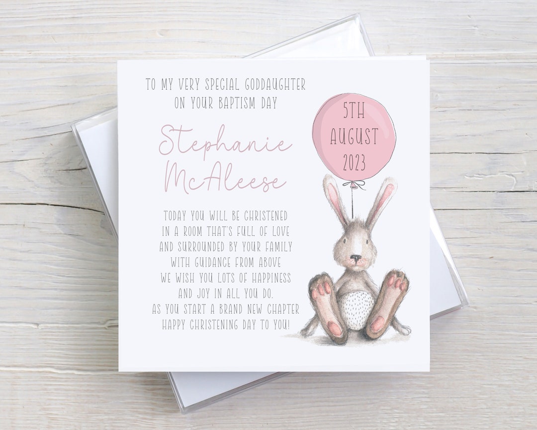 Personalised Christening Card For Girl – Daughter, Goddaughter, Niece – Nana B's (Made In UK)