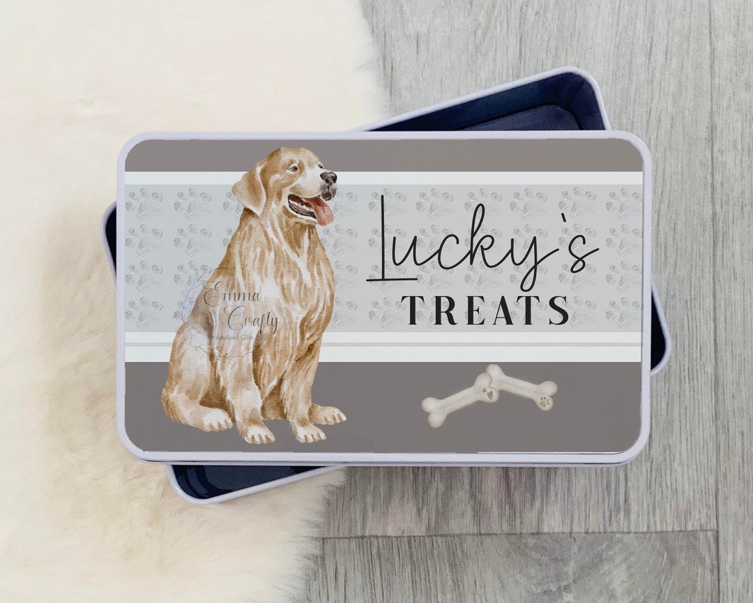 Personalised Dog Treat Tin Golden Retriever Treats Tin Gift For personalised-dog-treat-tin-golden-retriever-treats-tin-gift-for