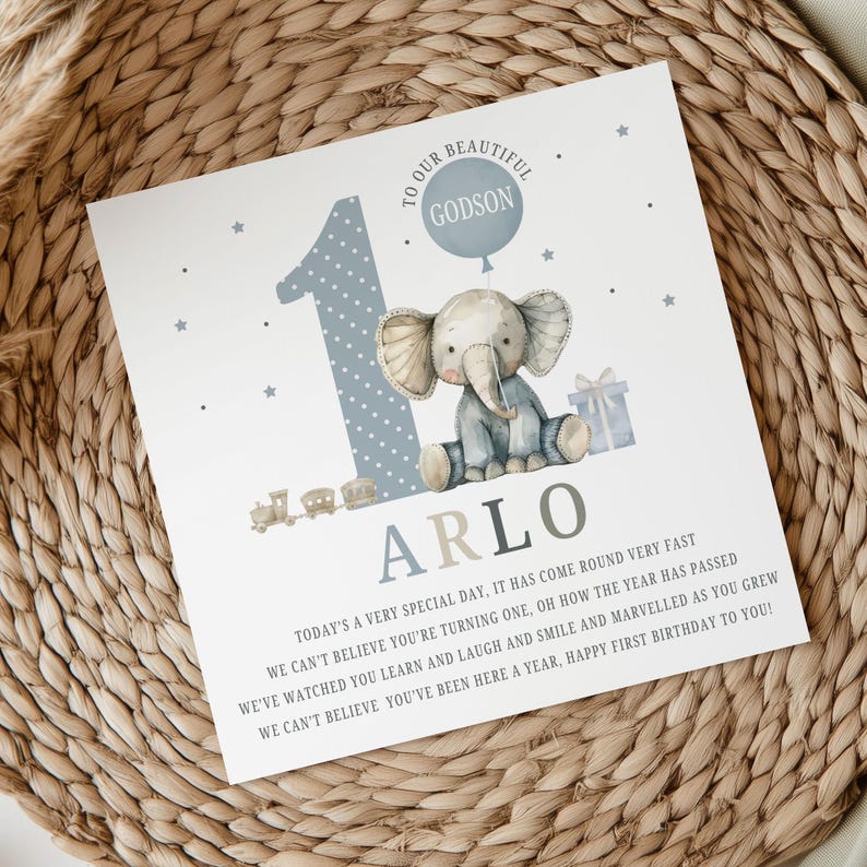 Personalised First Birthday Card, 1st Birthday Card for Son, Grandson, Great-Grandson, Brother, Godson, Nephew, Special Little Boy image 3