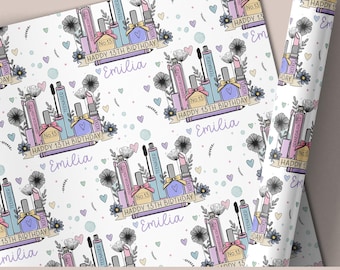 Personalised 13th Birthday Wrapping Paper, Makeup Theme Gift Wrap for Teen Girl, Daughter, Granddaughter