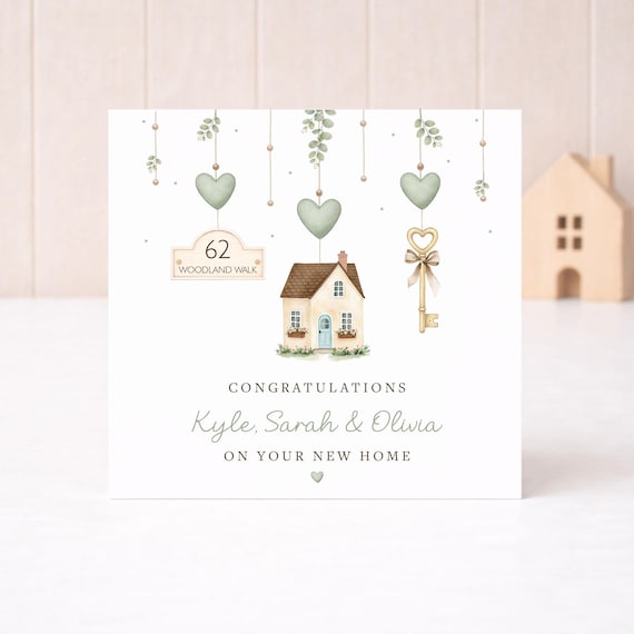 Personalised New Home Card, First Home Card, Housewarming Gift for Couple or Family, Custom Address Moving House Card