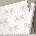 Girl's First Birthday Gift Wrapping Paper, Personalised 1st Birthday Gift Wrap for Daughter, Granddaughter, Niece, Pink Ballerina Bunny