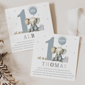 Personalised First Birthday Card, 1st Birthday Card for Son, Grandson, Great-Grandson, Brother, Godson, Nephew, Special Little Boy image 2