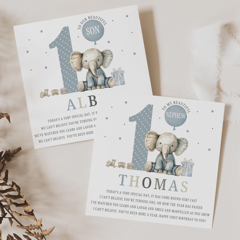 Personalised First Birthday Card, 1st Birthday Card for Son, Grandson, Great-Grandson, Brother, Godson, Nephew, Special Little Boy image 2