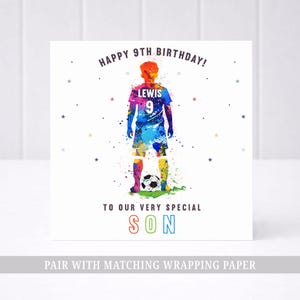 Football Birthday Card, Personalised 7th, 8th, 9th, 10th, Any Age Birthday Card for Son, Grandson, Brother, Nephew, Soccer Birthday Card image 1