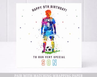 Football Birthday Card, Personalised 7th, 8th, 9th, 10th, Any Age Birthday Card for Son, Grandson, Brother, Nephew, Soccer Birthday Card