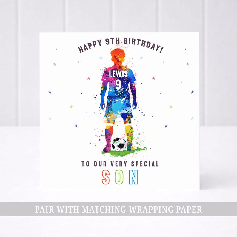 Football Birthday Card, Personalised 7th, 8th, 9th, 10th, Any Age Birthday Card for Son, Grandson, Brother, Nephew, Soccer Birthday Card image 1