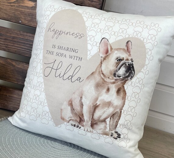 Personalised French Bulldog Sharing the Sofa Dog Cushion Cover