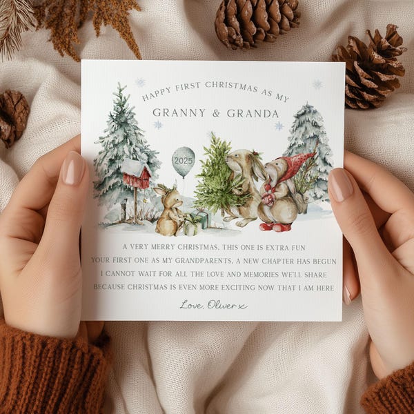 First Christmas as Grandparents Card, Personalised 1st Xmas Card for New Grandparents, Xmas Card from Baby or Twins, 1st Xmas Keepsake Card