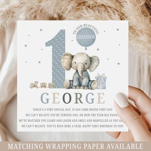 Personalised First Birthday Card, 1st Birthday Card for Son, Grandson, Great-Grandson, Brother, Godson, Nephew, Special Little Boy image 1