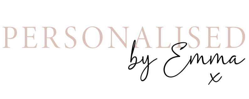 May include: Personalized by Emma, a handwritten logo with a pink and white text overlay.