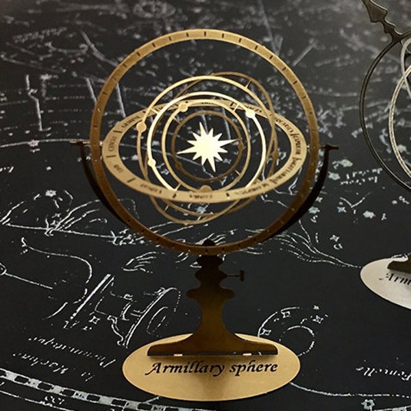 Armillary sphere Celestial globe Japanese handmade miniature small piece craft