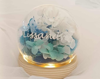children's first name night light for children's bedroom decoration in dried flowers, personalized luminous night light, baby night light, Christmas gift