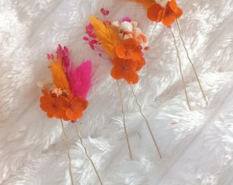 Hårnålar och håraccessoarer med torkade blommor för bröllop, hårnålar för knutar eller flätor, hårspännen för bröllop