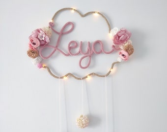 Knitting first name, personalized baby room first name, children&#39;s room decoration, personalized gift, birth gift, 1st birthday gift