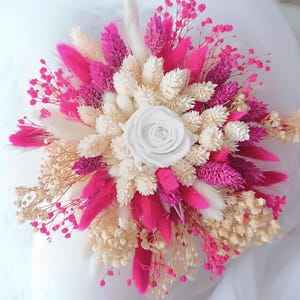 Wedding bouquet, Dried flower bouquet, preserved flower bridal bouquet, boho bouquet, orange, terracotta and fuschia flower