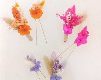Hårnålar och håraccessoarer med torkade blommor för bröllop, hårnålar för knutar eller flätor, hårspännen för bröllop