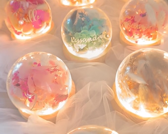children's first name night light for children's bedroom decoration in dried flowers, personalized luminous night light, baby night light, Christmas gift