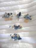 NUIT collection dried flower wedding accessories, hair combs, buttonholes, wedding bracelets, hair clips, witness gift product logo