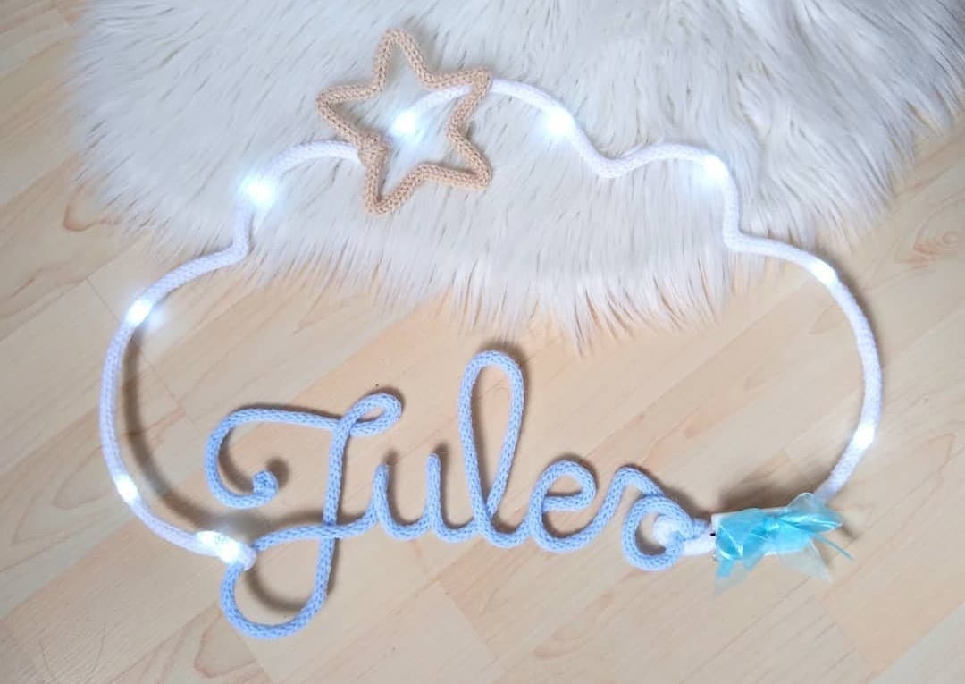 Prénom Tricotin Nuage, Veilleuse, Décoration Chambre Enfant, Cadeau Personnalisé, Naissance, de Noel