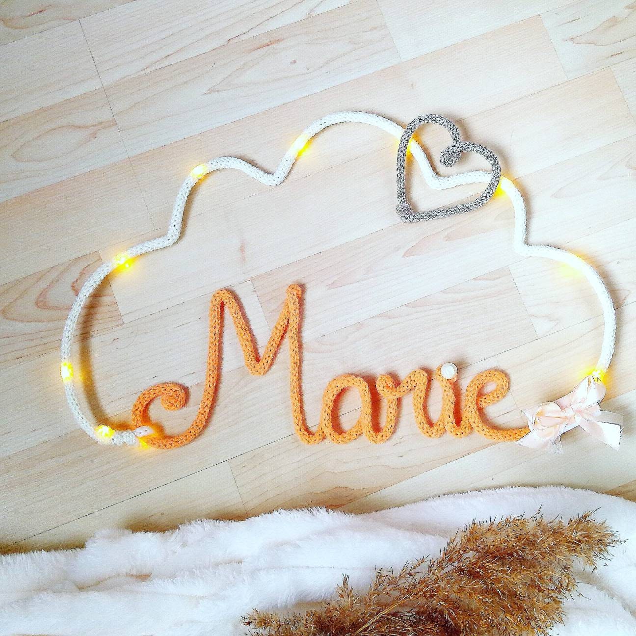 Prénom Tricotin Nuage, Veilleuse, Décoration Chambre Enfant, Cadeau Personnalisé, Naissance, de Noel
