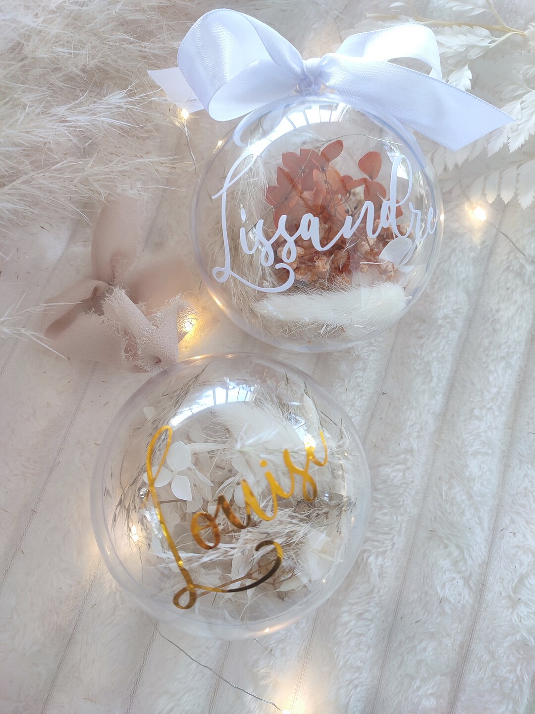 Customizable Christmas Ball Dried Flower Christmas Ball Etsy