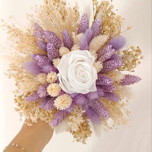 Hochzeitsstrauß, Trockenblumenstrauß zur Hochzeit, Brautstrauß aus stabilisierten Blumen, Boho Blumenstrauß, Parma mit Rose