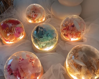 children's first name night light for children's bedroom decoration in dried flowers, personalized luminous night light, baby night light, Christmas gift
