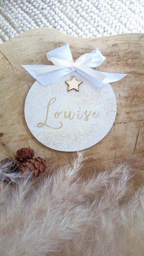 Boule de Noël Personnalisé, Boule Personnalisé Bois, Sapin Noël, Décoration Ornement Décoratif, Joye