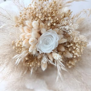 Hochzeitsstrauß, Getrockneter Blumenstrauß, konservierter Blumenbrautstrauß, Boho-Strauß, handgefertigt, weiße Blumen