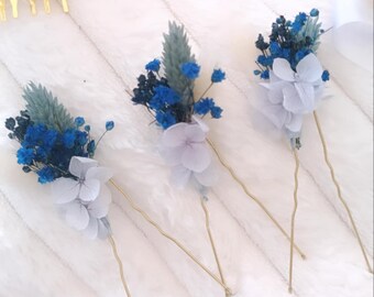 Hårnålar och håraccessoarer med torkade blommor för bröllop, hårnålar för knutar eller flätor, hårspännen för bröllop