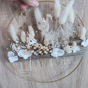 Anneau Métal 30cm Avec Support Bois - Pour Attrape-rêves, Macramé, Décoration Murale - Doré Ou Argenté - DIY, Mariage, Déco Maison