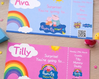 Personalisierte Peppa Pig World UK / Freizeitpark Florida /World of Play Überraschungsgeschenkkarten (Digitaler Download - druckbar)