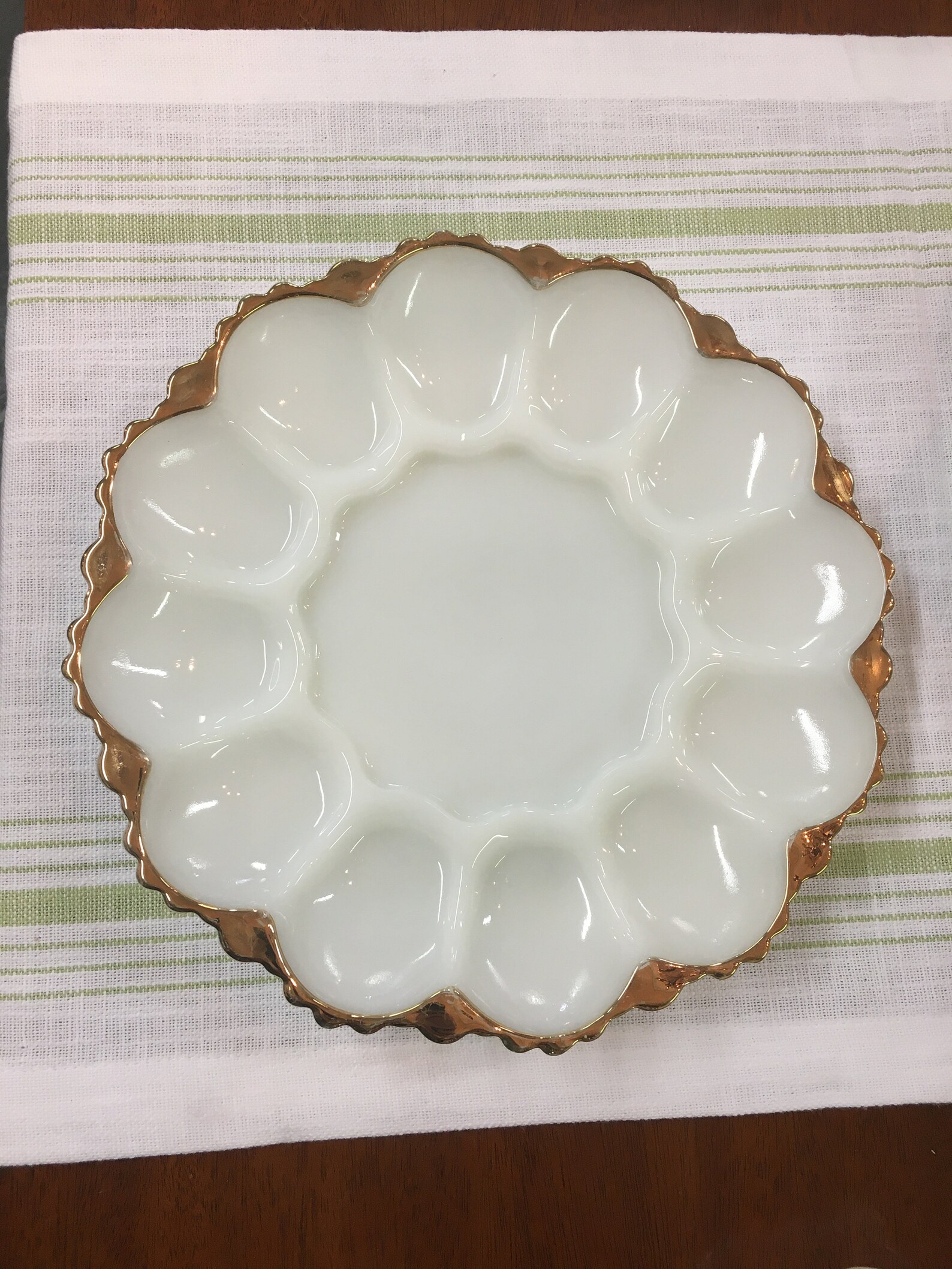 Vintage milk glass egg tray Etsy