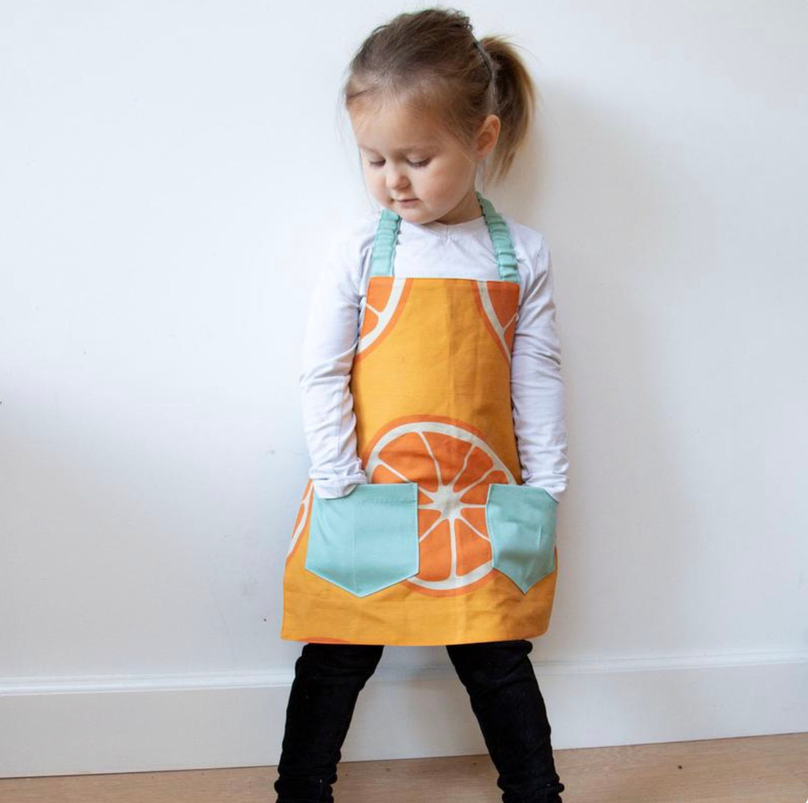 Montessori Toddler Apron With Elastic Neck Strap Orange Etsy