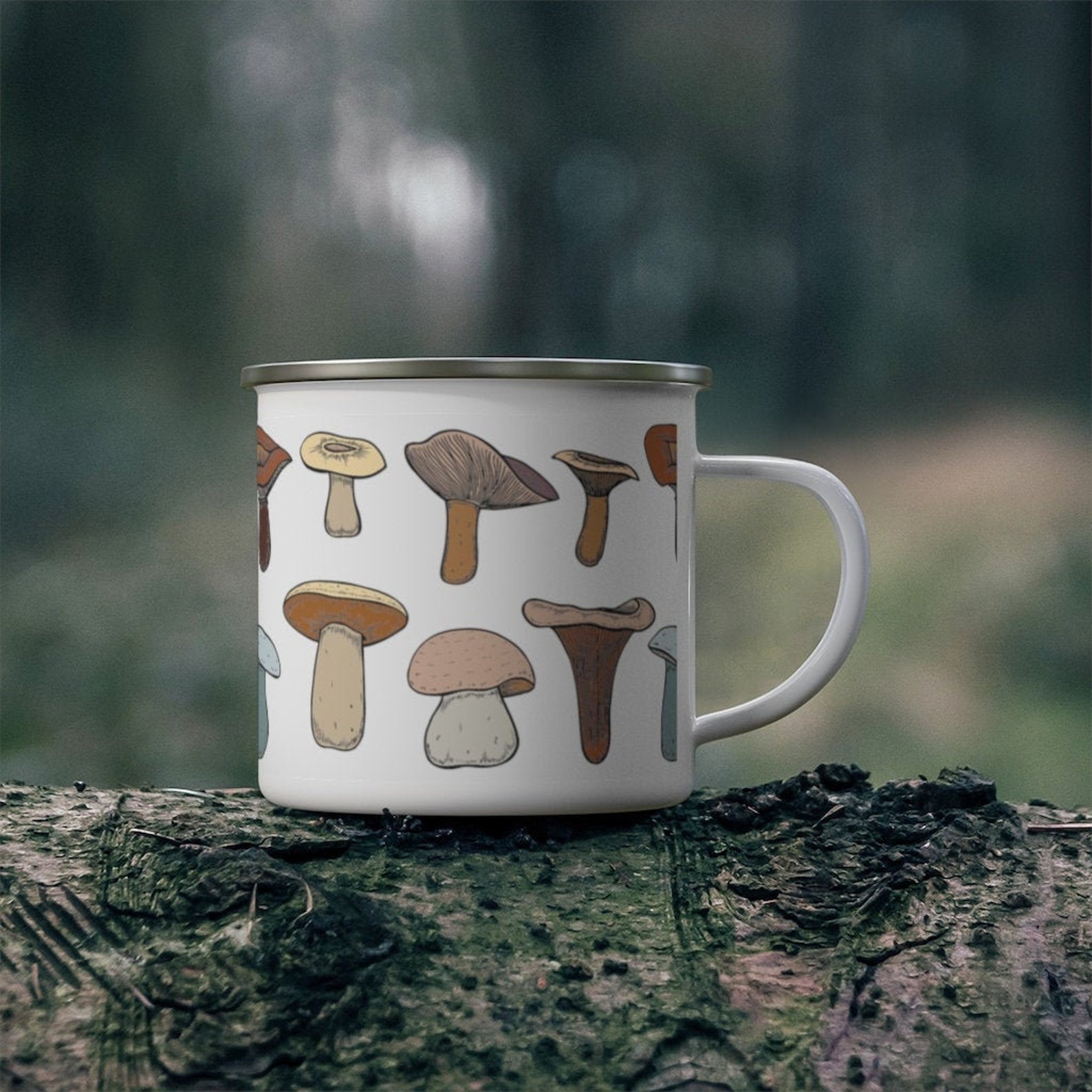 Mushroom mug enamel botanical mug mushroom gift Etsy
