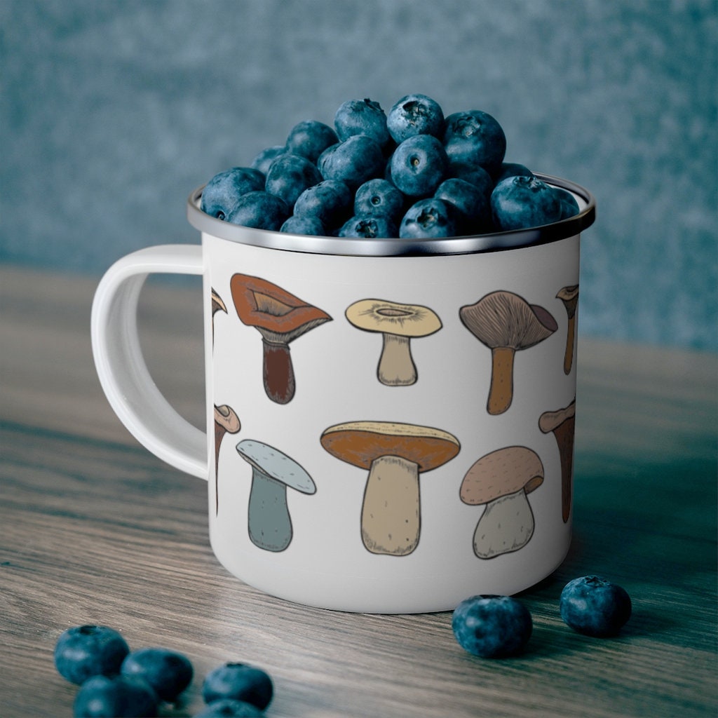 Mushroom mug enamel botanical mug mushroom gift Etsy