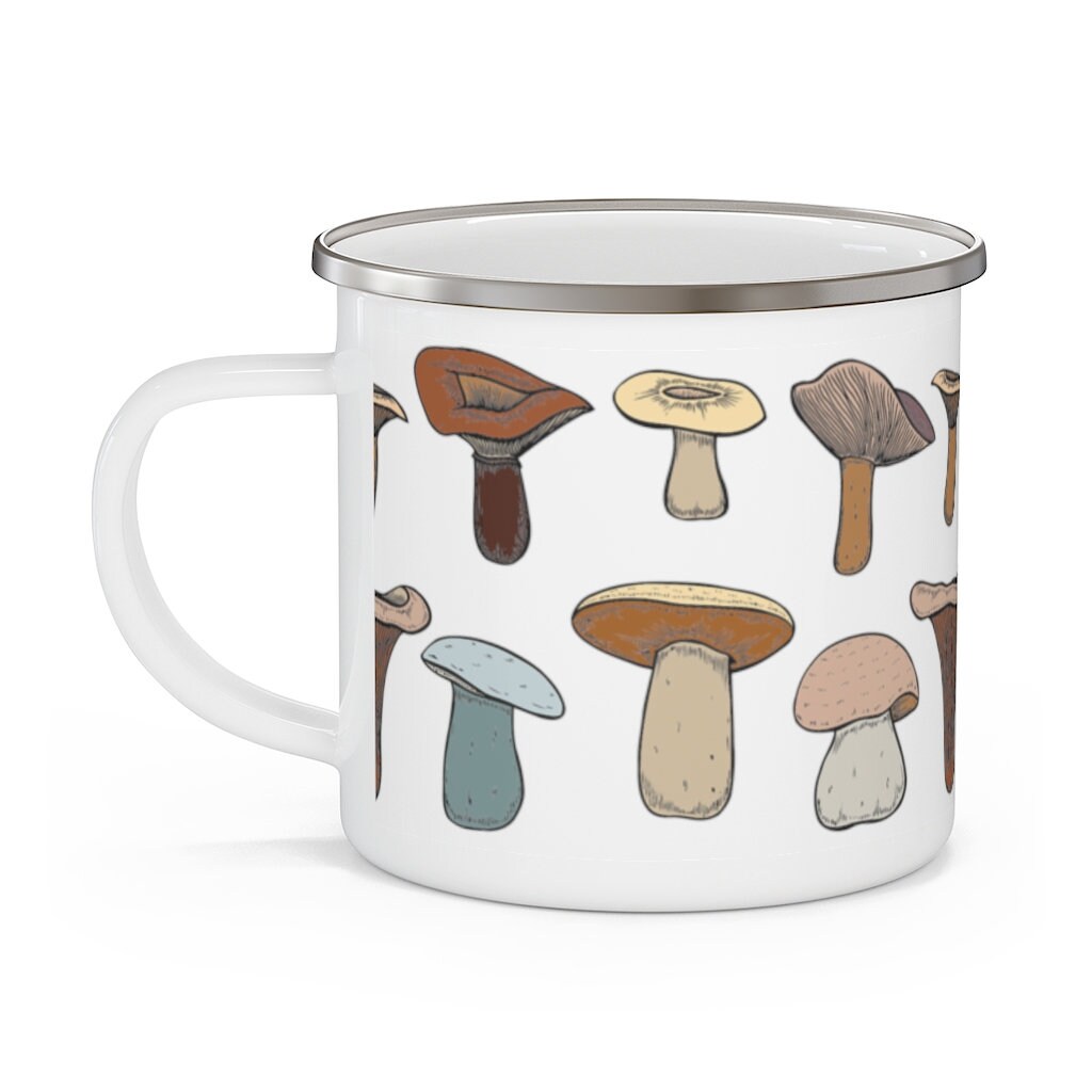 Mushroom mug enamel botanical mug mushroom gift Etsy