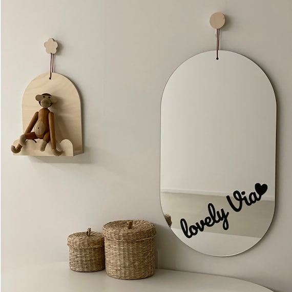 Initial Half Size Safety Mirror for Kids / MIRROR ONLY / Wall