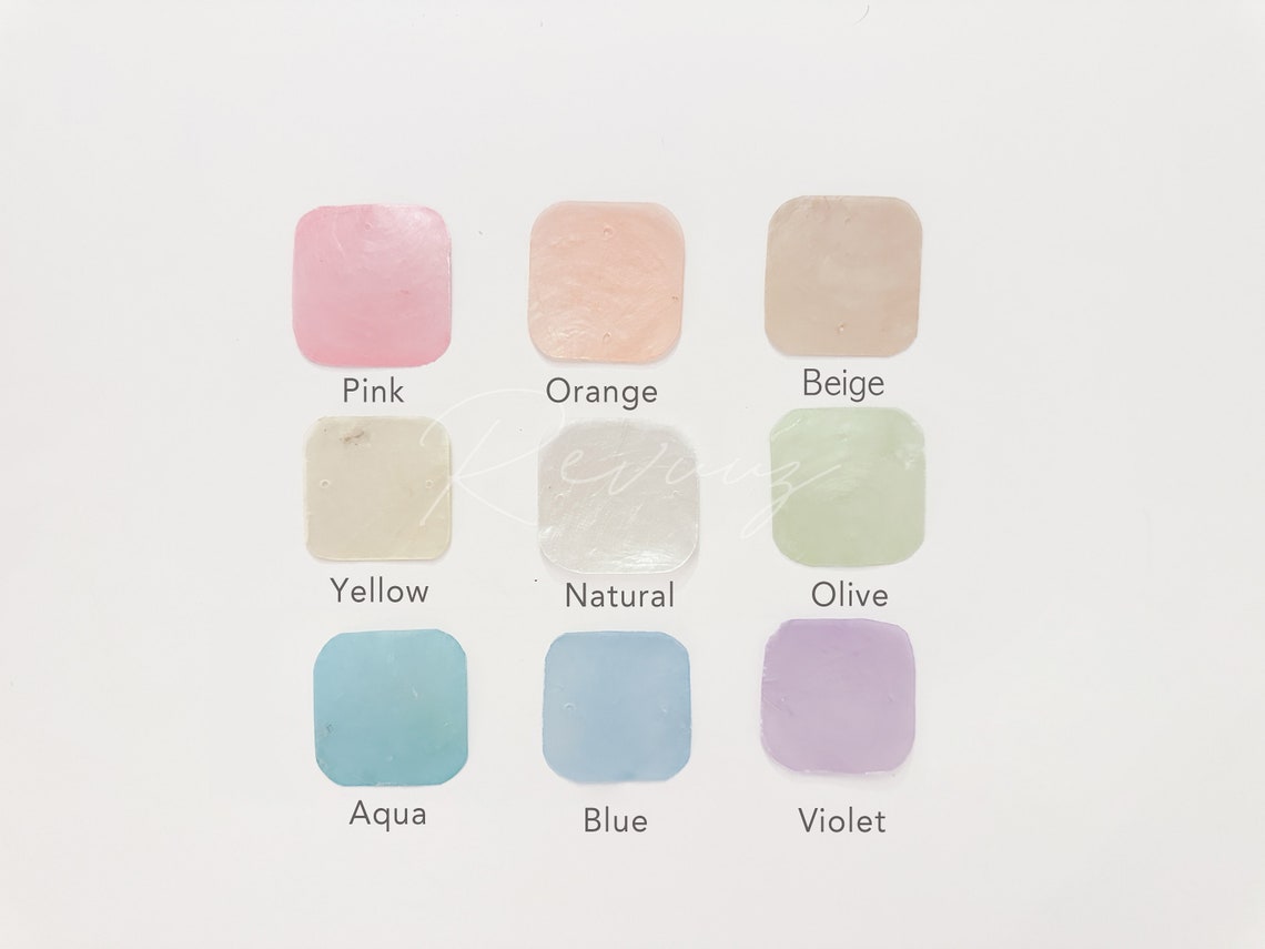 Capiz Shell Color 10 Square Capiz Shells Pastel Color / DIY Craft Supplies / Home Decor ...