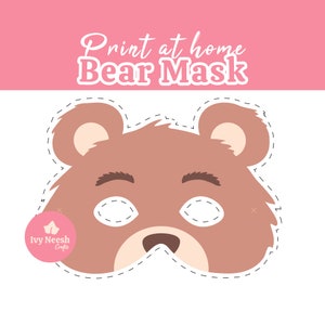 PDF &amp; PNG Download Brown Bear Mask Print and Cut at Home, Party ...