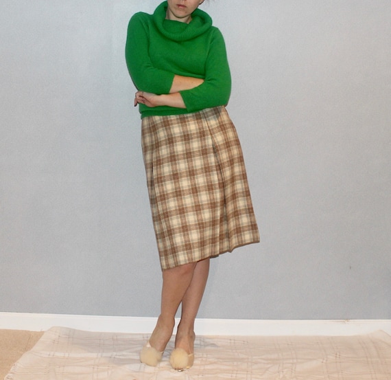 60s Green Knit Cowl Sweater