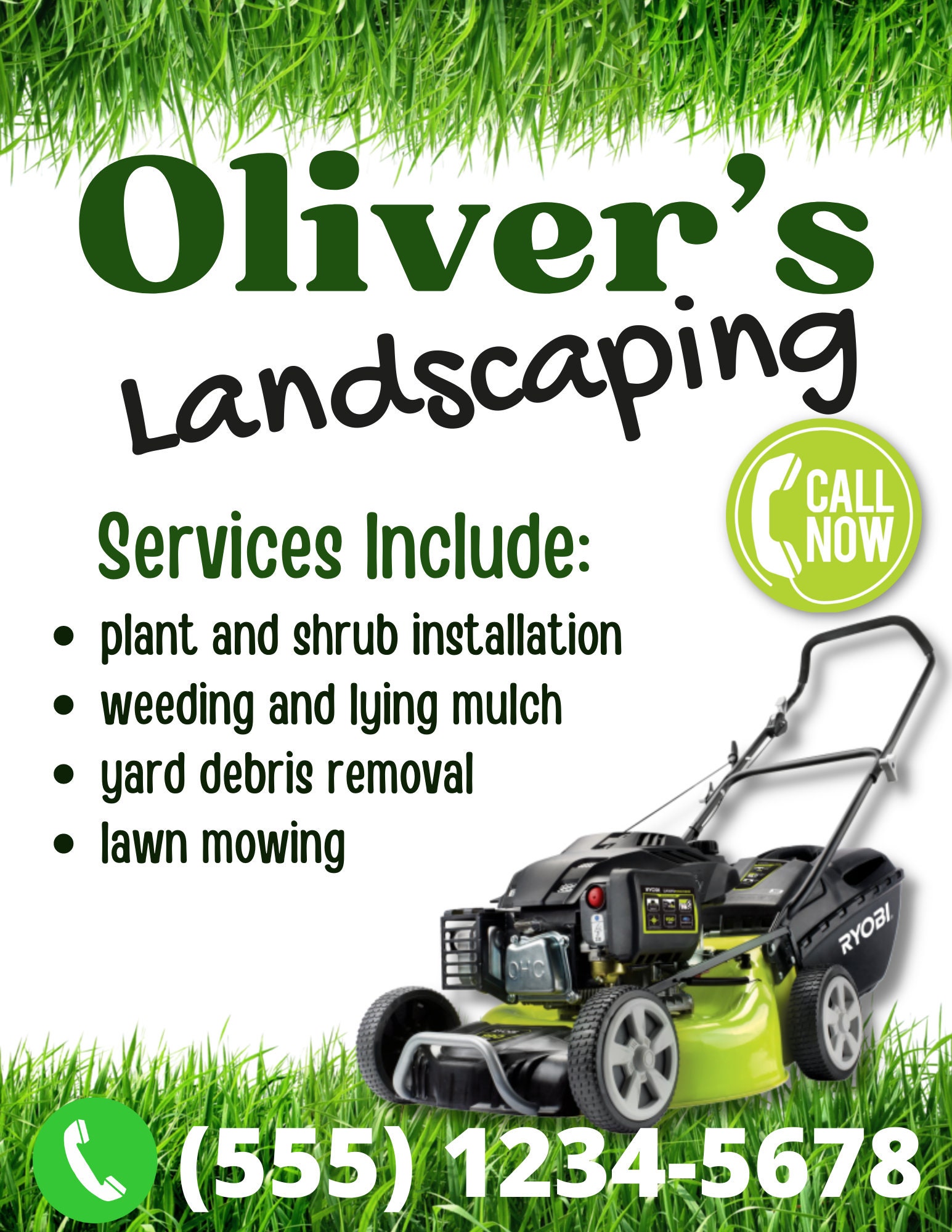 Lawn Mowing Flyer, Cutting Services, Lawn Care Flyer, Mowing Flyer