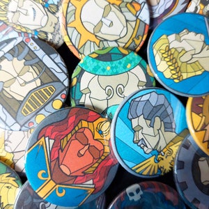 Stained Glass Warlord button badges