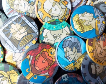 Stained Glass Warlord button badges