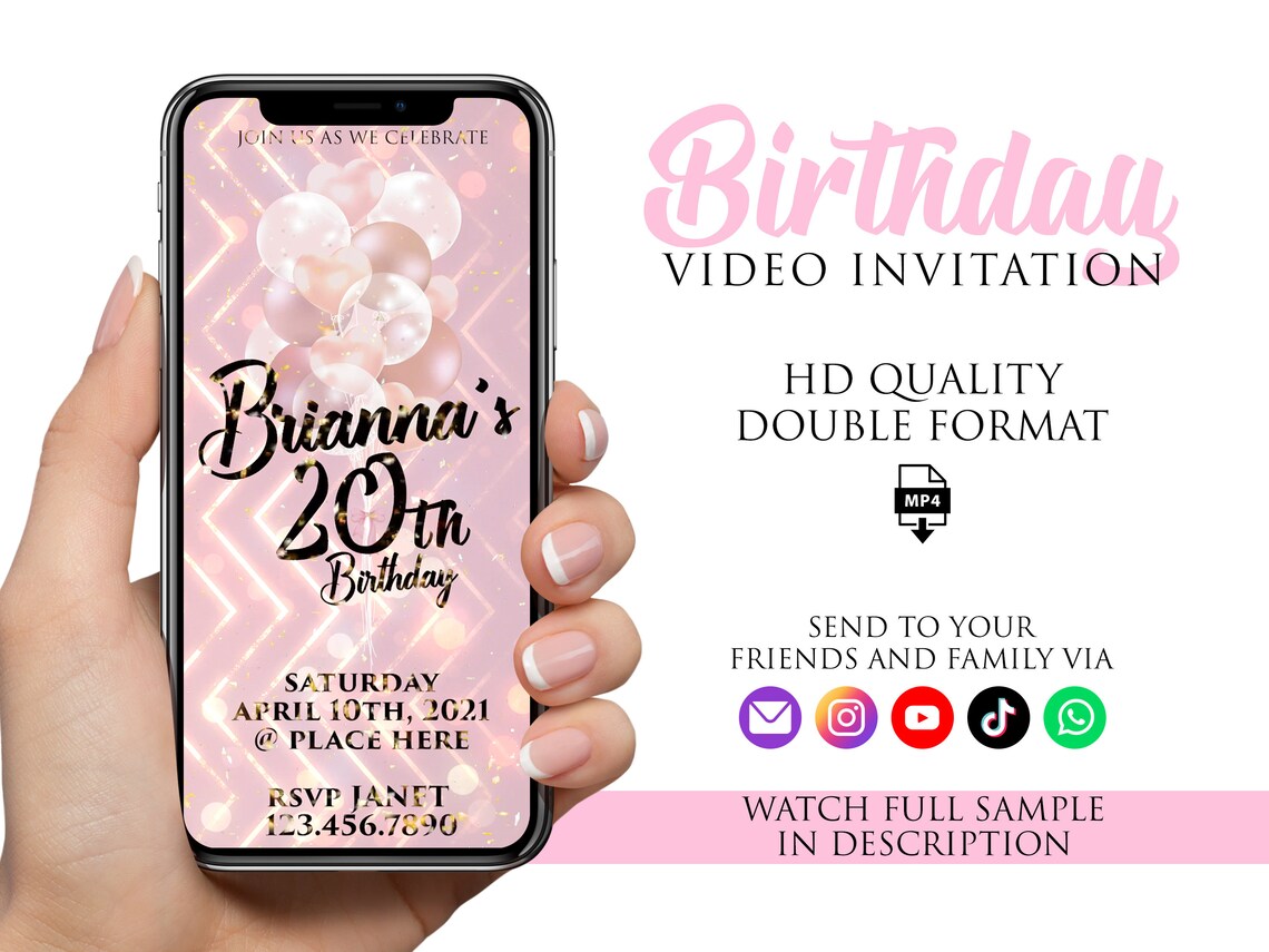 Animated Birthday Video Invitation Digital Invitation Etsy